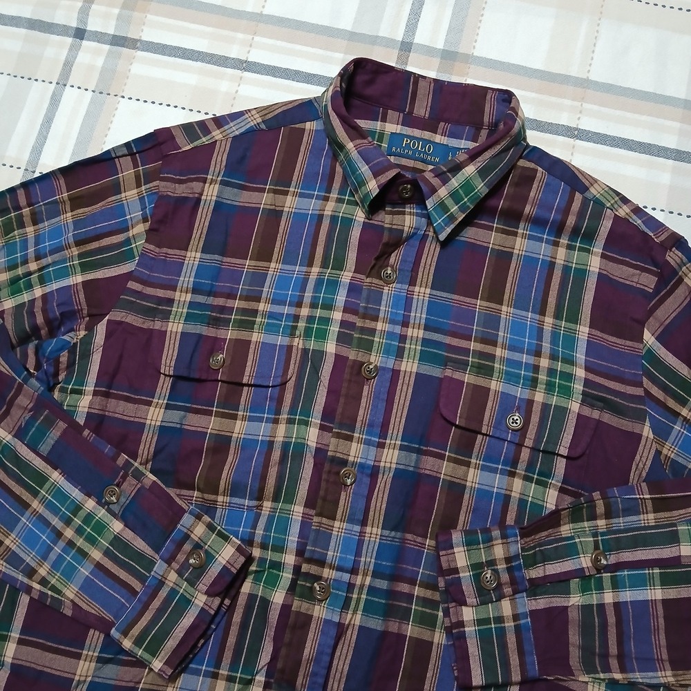 Polo Ralph Lauren Men's Large Multicolor Plaid Cotton L/S Button Shirt